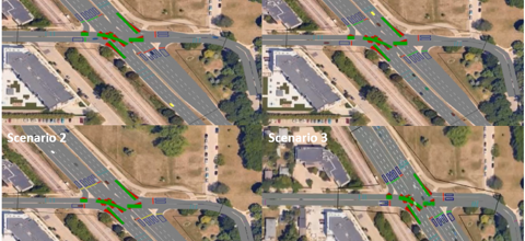 PTV VISSIM simulation screenshot for John Nolen Drive traffic flow project