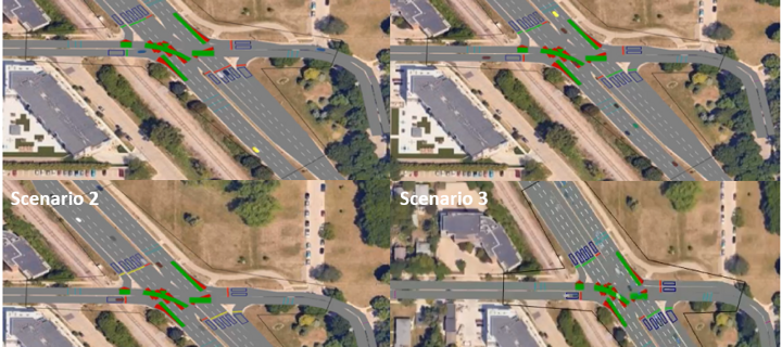 PTV VISSIM simulation screenshot for John Nolen Drive traffic flow project